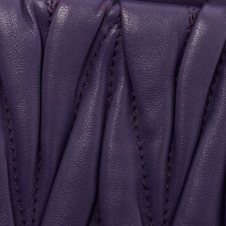 Pre Owned Miu Miu Purple Matelassé Leather Frame Clutch Bag