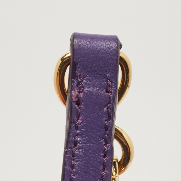Pre Owned Miu Miu Purple Matelassé Leather Frame Clutch Bag