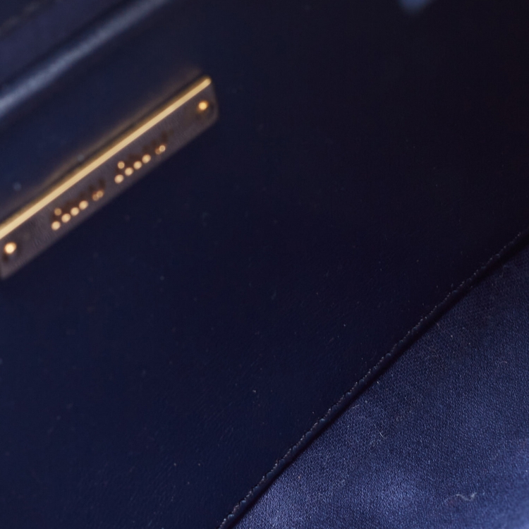 Pre Owned Miu Miu Navy Blue Matalasse Leather Clutch Crossbody Bag