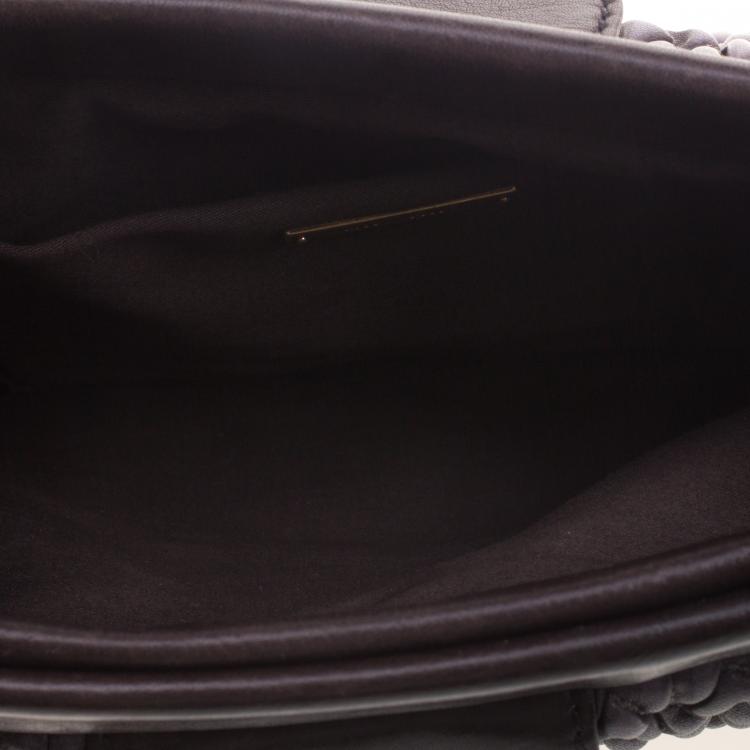 Pre Owned Miu Miu Dark Grey Matelasse Leather Frame Clutch
