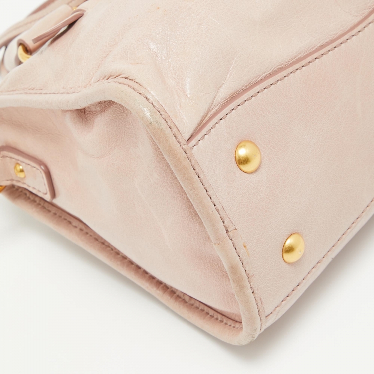 Pre Owned Miu Miu Light Pink Vitello Shine Leather Bauletto Satchel