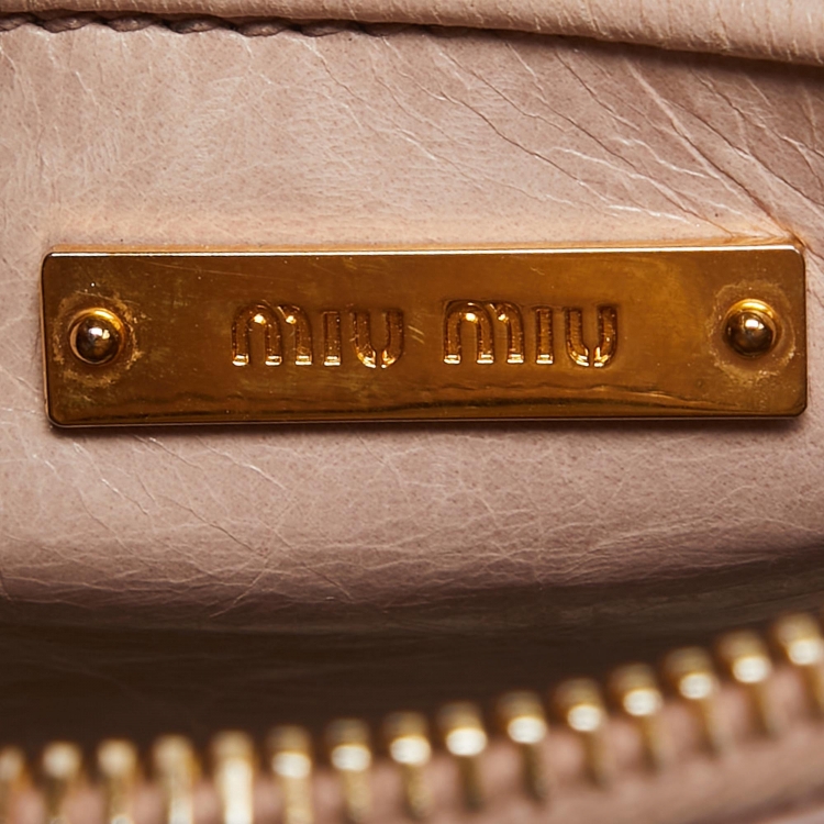 Pre Owned Miu Miu Light Pink Vitello Shine Leather Bauletto Satchel