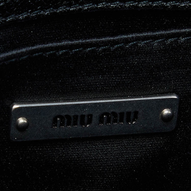 Pre Owned Miu Miu Black Madras Leather Flap Crossbody Bag