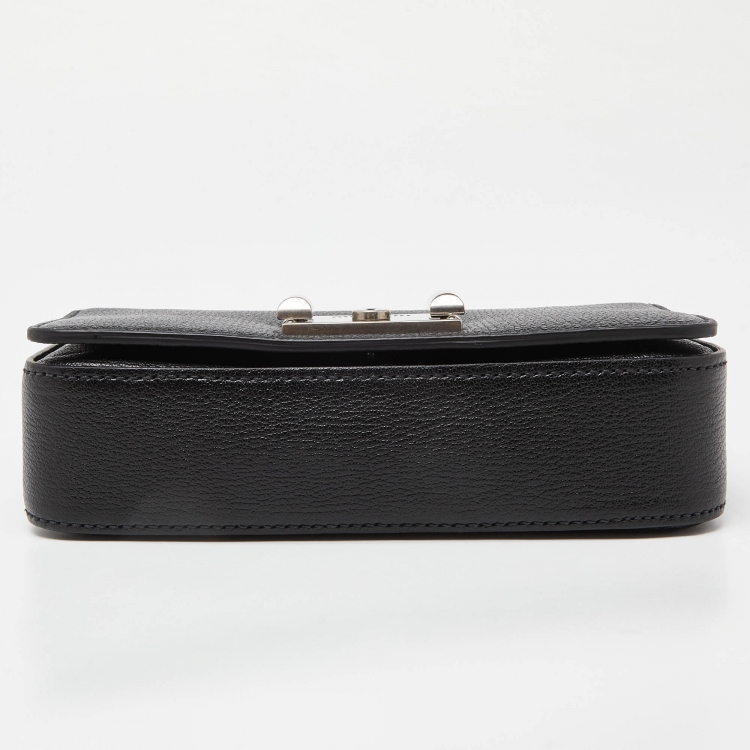 Pre Owned Miu Miu Black Madras Leather Flap Crossbody Bag