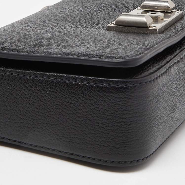 Pre Owned Miu Miu Black Madras Leather Flap Crossbody Bag