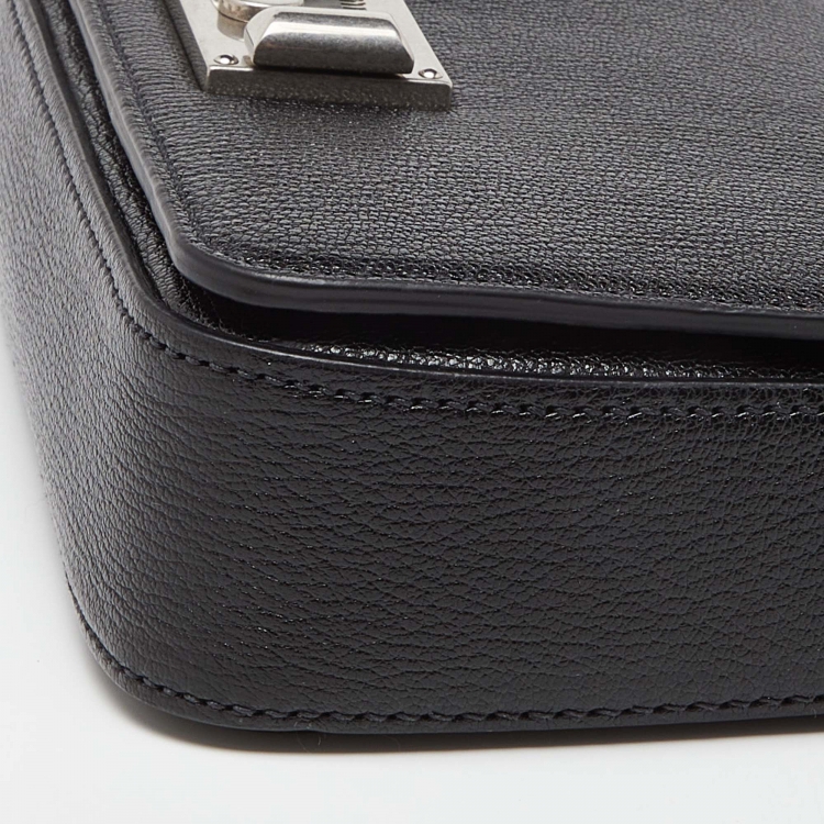 Pre Owned Miu Miu Black Madras Leather Flap Crossbody Bag