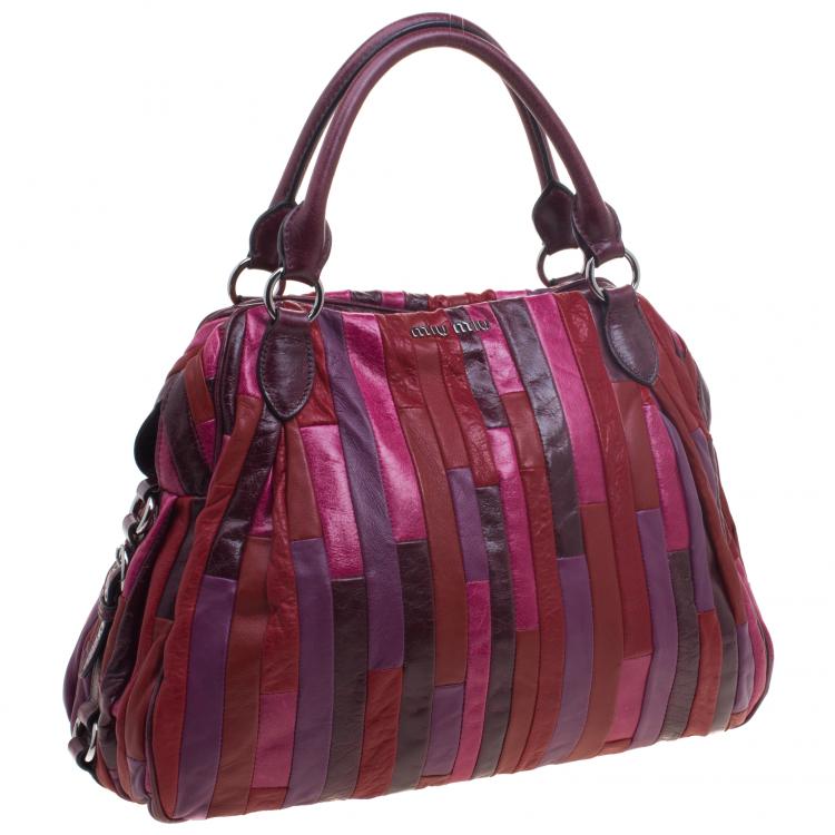 Pre Owned Miu Miu Multicolor Patchwork Leather Satchel