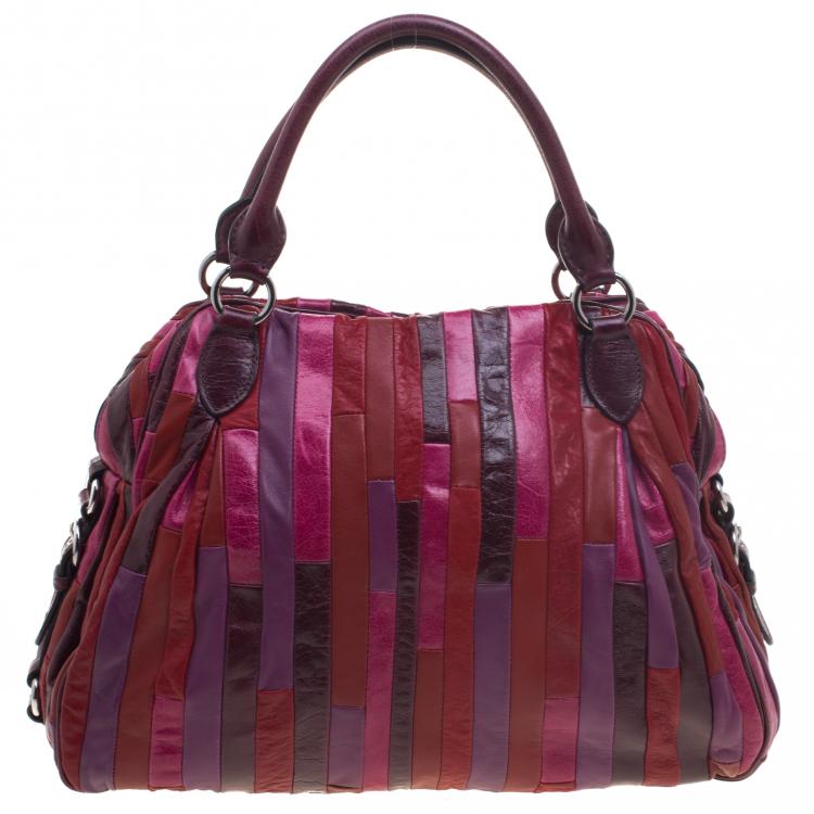 Pre Owned Miu Miu Multicolor Patchwork Leather Satchel