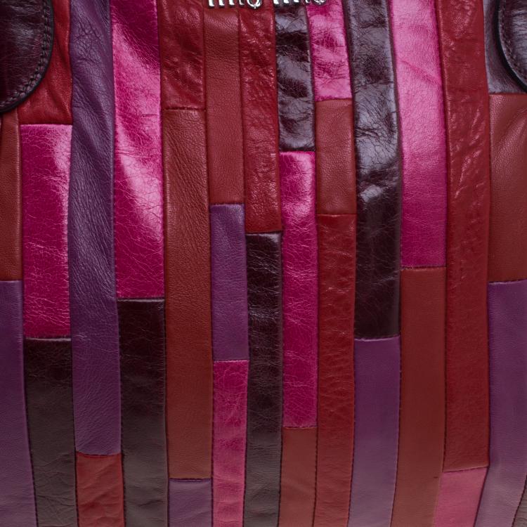 Pre Owned Miu Miu Multicolor Patchwork Leather Satchel