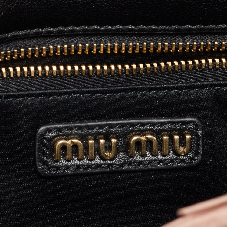 Pre Owned Miu Miu Black Matelassé Leather Flap Clutch Bag