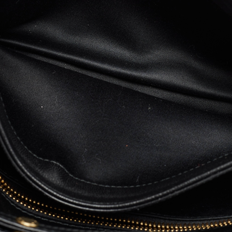 Pre Owned Miu Miu Black Matelassé Leather Flap Clutch Bag