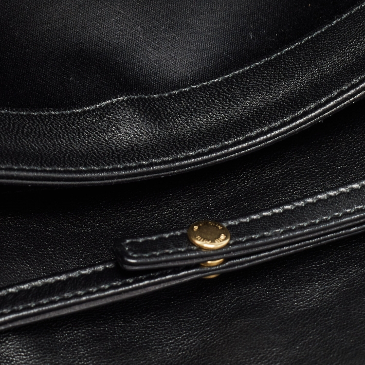 Pre Owned Miu Miu Black Matelassé Leather Flap Clutch Bag