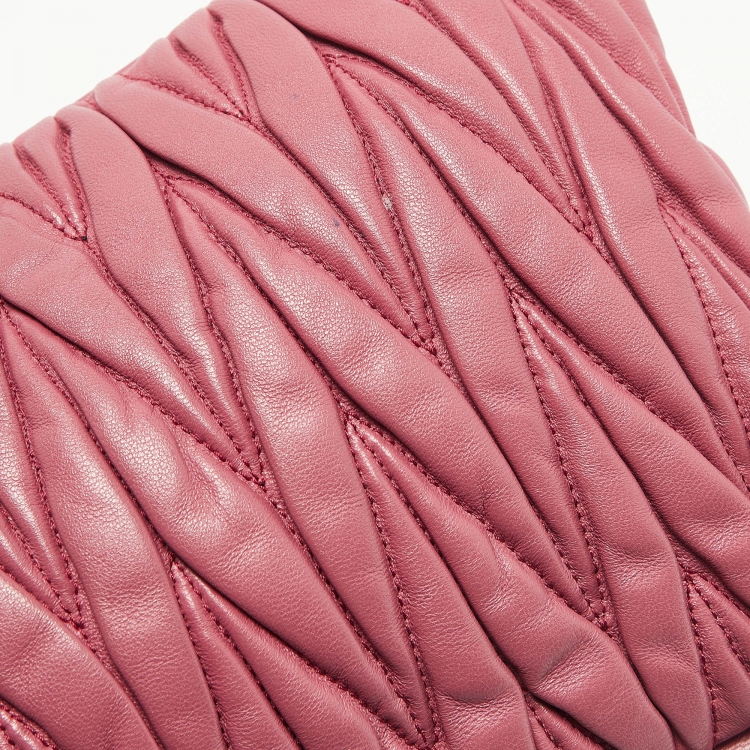 Pre Owned Miu Miu Dark Pink Matelassé Leather Frame Clutch