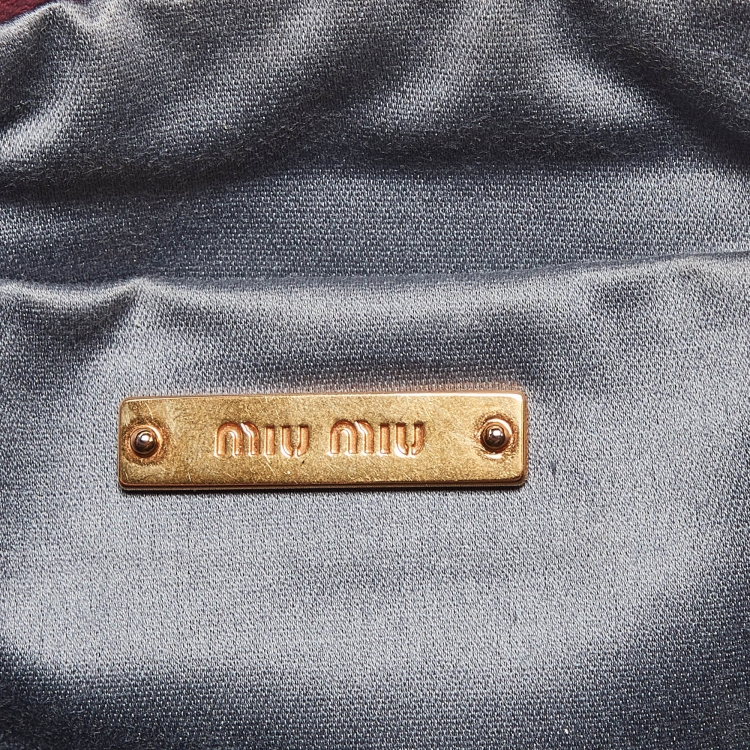 Pre Owned Miu Miu Dark Pink Matelassé Leather Frame Clutch
