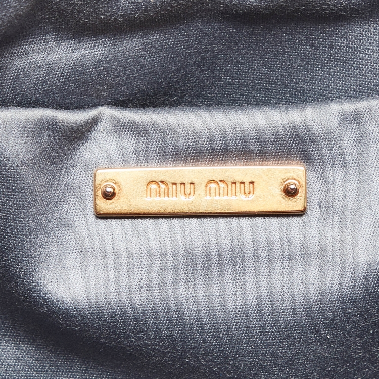 Pre Owned Miu Miu Dark Pink Matelassé Leather Frame Clutch