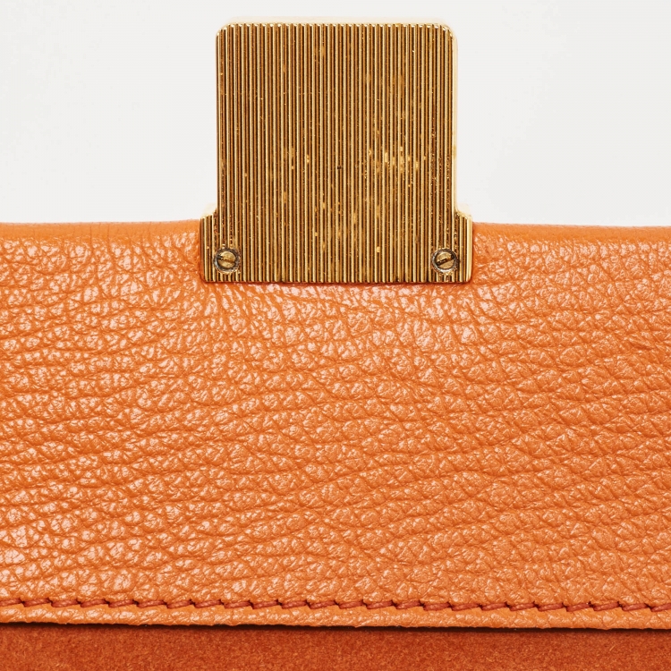 Pre Owned Miu Miu Orange Madras Patch and Python Top Handle Bag