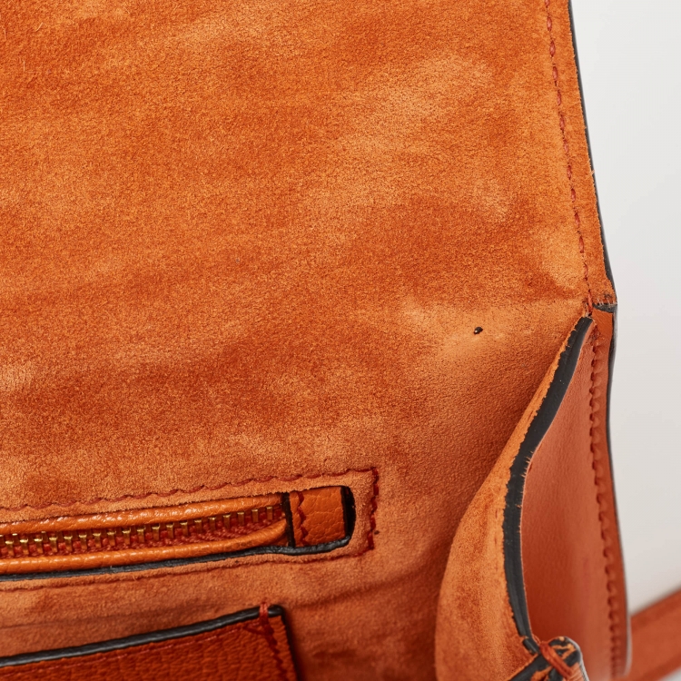 Pre Owned Miu Miu Orange Madras Patch and Python Top Handle Bag