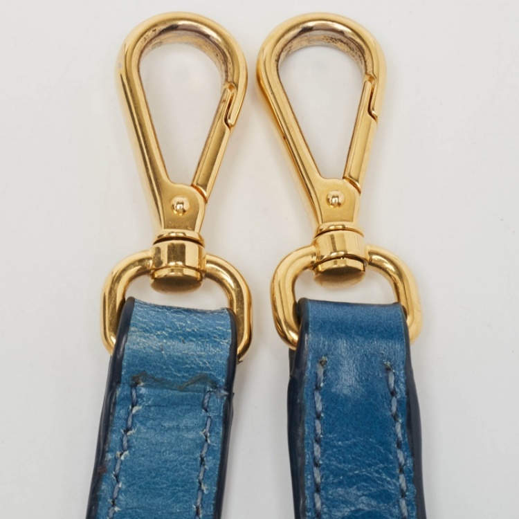 Pre Owned Miu Miu Blue Vitello Shine Leather Satchel