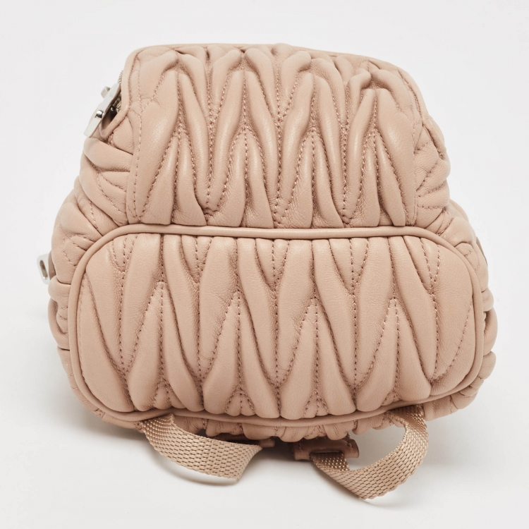 Pre Owned Miu Miu Old Rose Matelassé Leather Mini Backpack