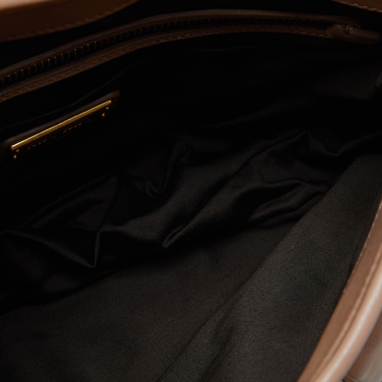 Pre Owned Miu Miu Beige Matelassé Leather Small Coffer Hobo