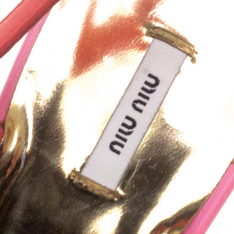 Pre Owned Miu Miu Multicolour Crystal Embellished Strappy Slingback Sandals Size 39