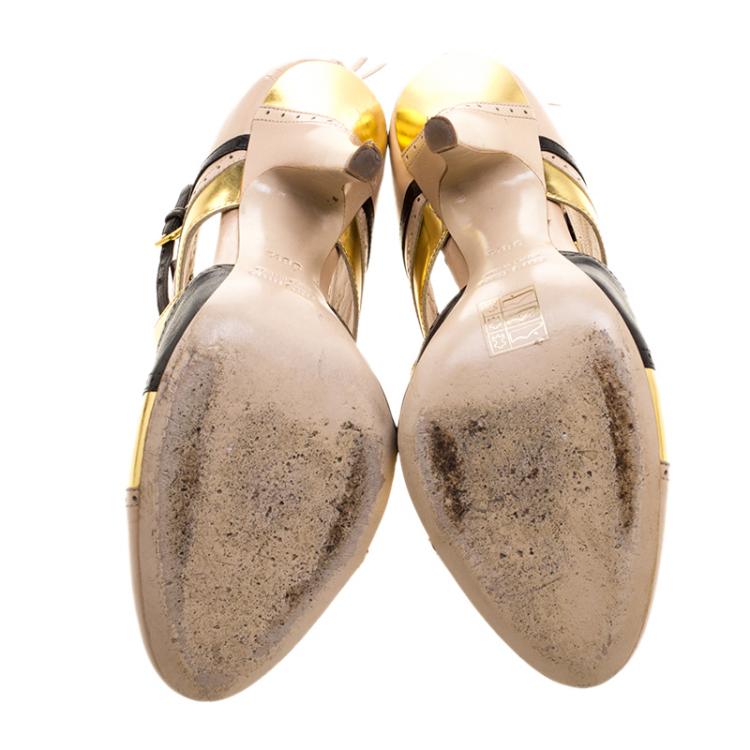 Pre Owned Miu Miu Multicolor Leather Booties Size 38.5
