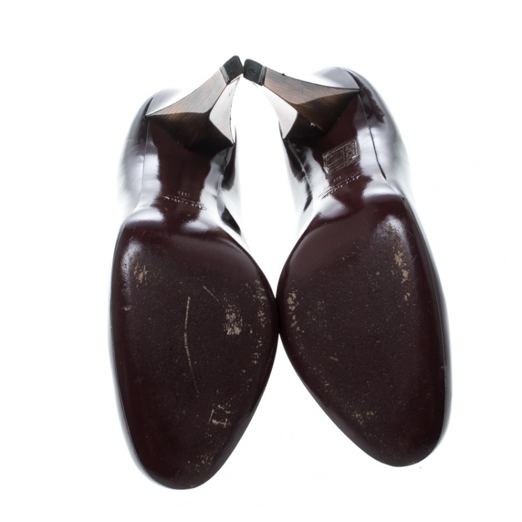 Pre Owned Miu Miu Burgundy Patent Leather Pumps Size 38
