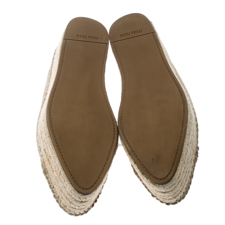 Pre Owned Miu Miu Beige Suede Espadrille Platform Sneakers Size 38