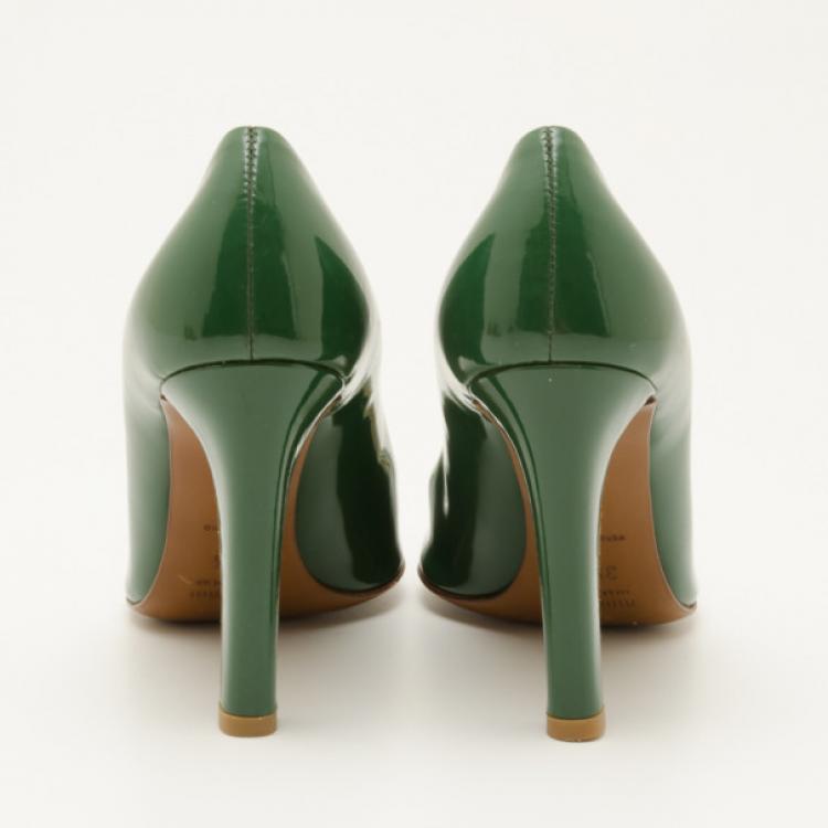 Pre Owned Miu Miu Green Patent Leather Pumps Size 35.5