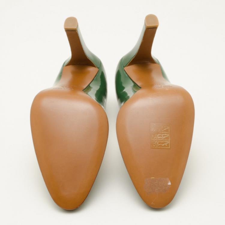 Pre Owned Miu Miu Green Patent Leather Pumps Size 35.5