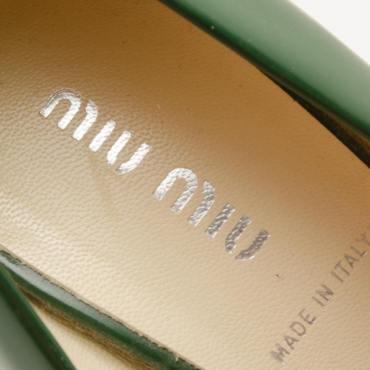 Pre Owned Miu Miu Green Patent Leather Pumps Size 35.5