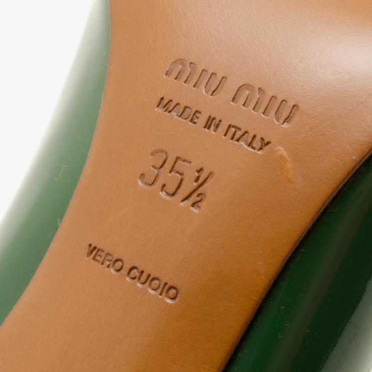 Pre Owned Miu Miu Green Patent Leather Pumps Size 35.5