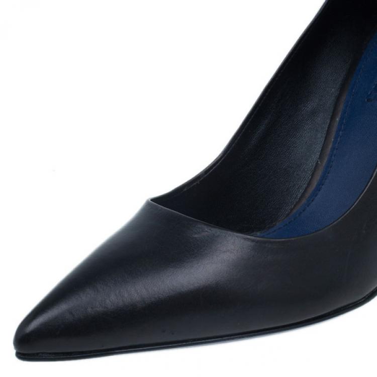 Pre Owned Miu Miu Black Leather Pointed Toe Pumps Size 38.5