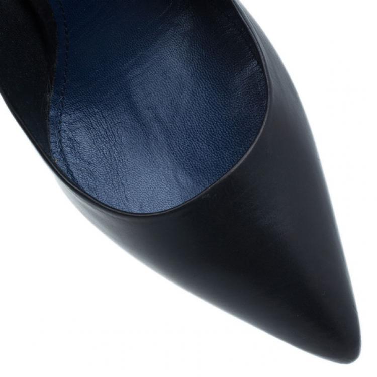 Pre Owned Miu Miu Black Leather Pointed Toe Pumps Size 38.5