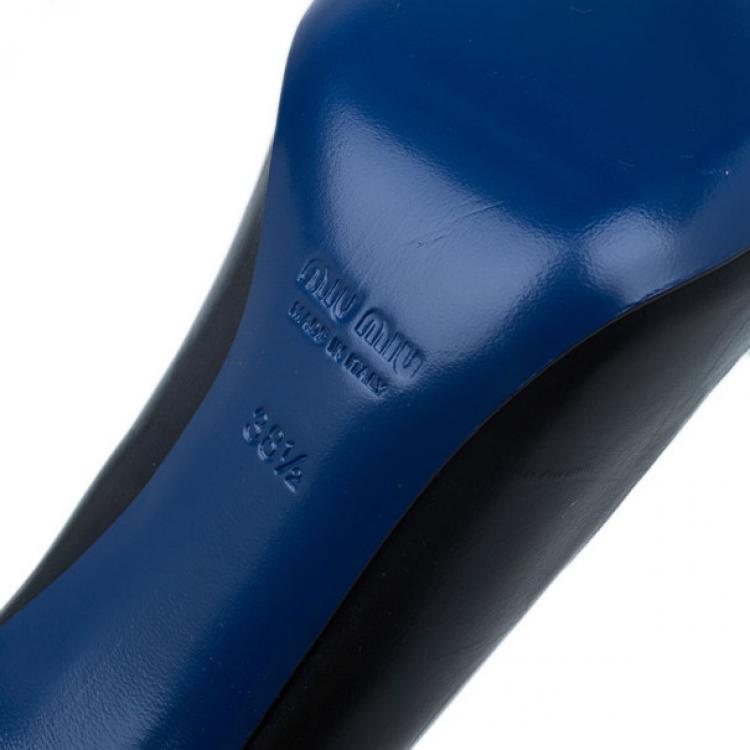 Pre Owned Miu Miu Black Leather Pointed Toe Pumps Size 38.5