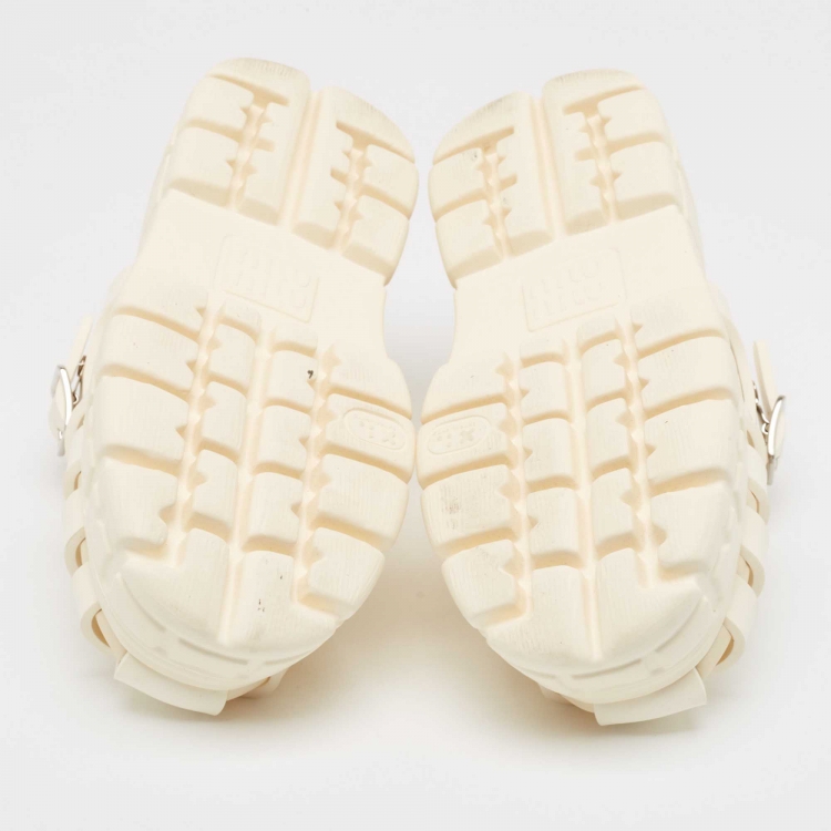Pre Owned Miu Miu Cream Rubber Soft Cage Platform Sandals Size 37
