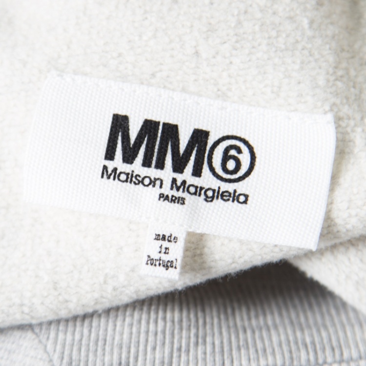 Pre Owned MM6 Maison Margiela Grey Melange Terry Cold Shoulder Oversized Sweatshirt Dress S