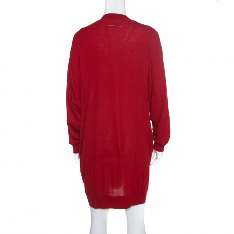 Pre Owned MM6 Maison Margiela Crimson Red Modal Jersey Oversized Dress XS