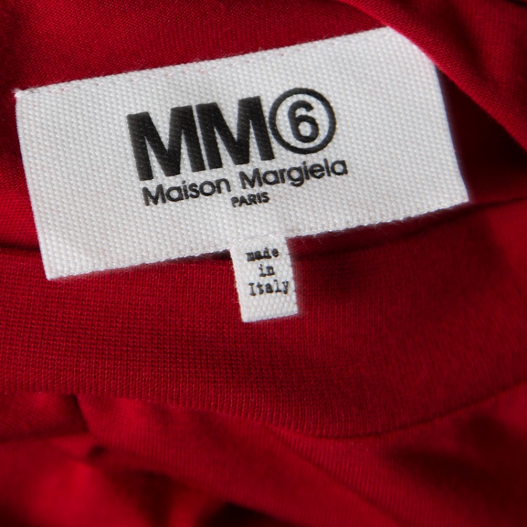 Pre Owned MM6 Maison Margiela Crimson Red Modal Jersey Oversized Dress XS