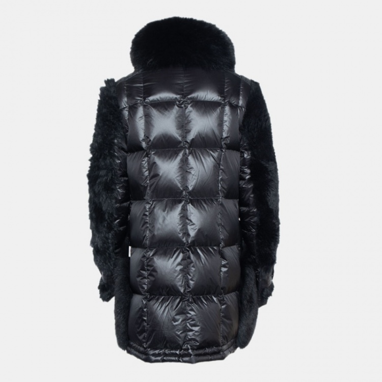 Pre Owned Moncler Grenoble Black Quilted Fur Detail Varna Down Coat M