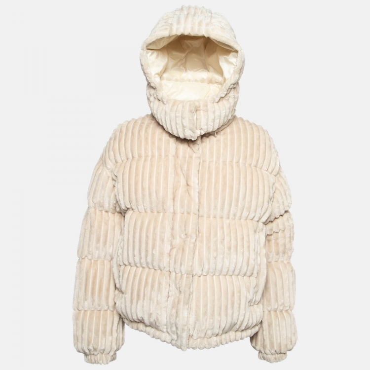 Pre Owned Moncler Cream Corduroy Daos Quilted Jacket L