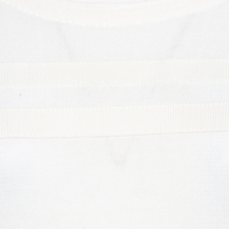 Pre Owned Moncler Off White Cotton Knit Floral Lace Hem Tie Detail Sweater S