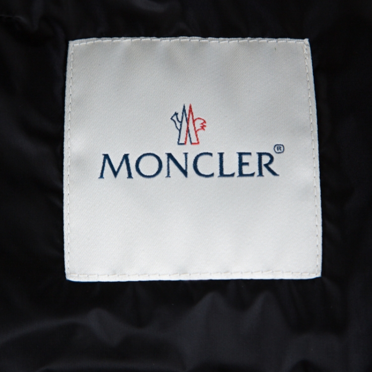 Pre Owned Moncler Black Ruffled Hem Anet Puffer Down Jacket L