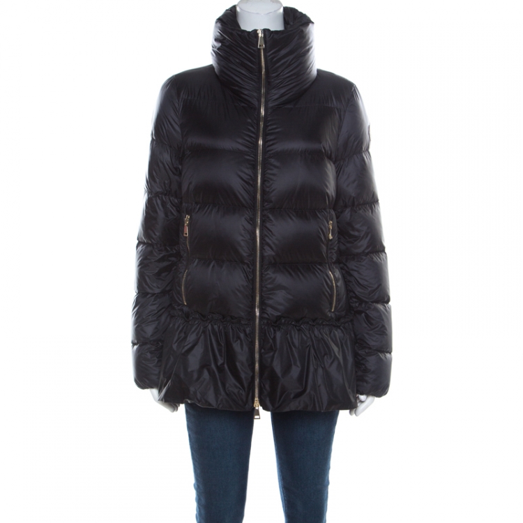 Moncler Black Ruffled Hem Anet Puffer Down Jacket L Moncler | The ...