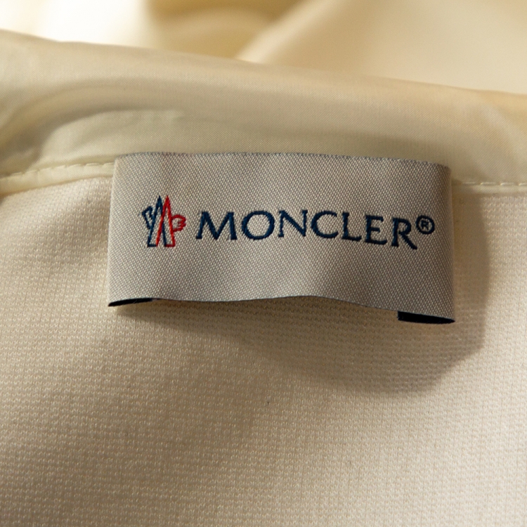 Pre Owned Moncler Off White Down Quilted Ruffled Hem Hooded Jacket M