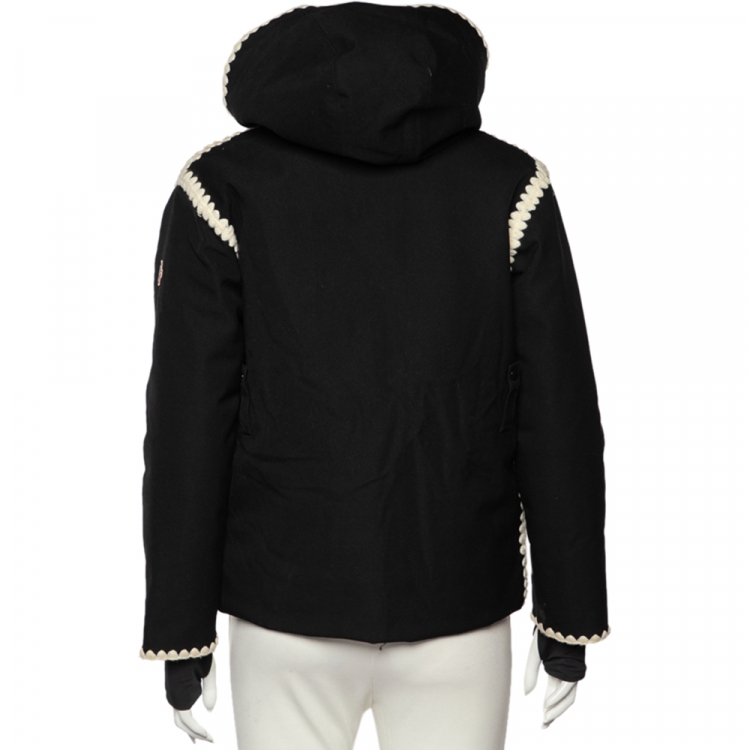 Pre Owned Moncler Black Hooded Puffer Jacket S