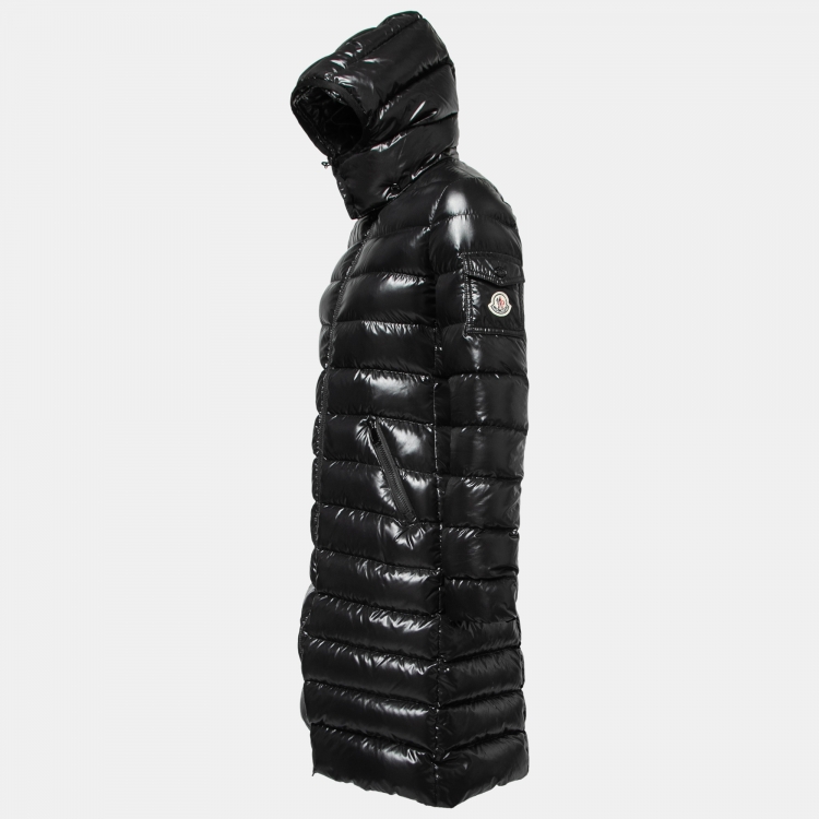Pre Owned Moncler Black Synthetic Down Maglia Hooded Puffer Jacket XS