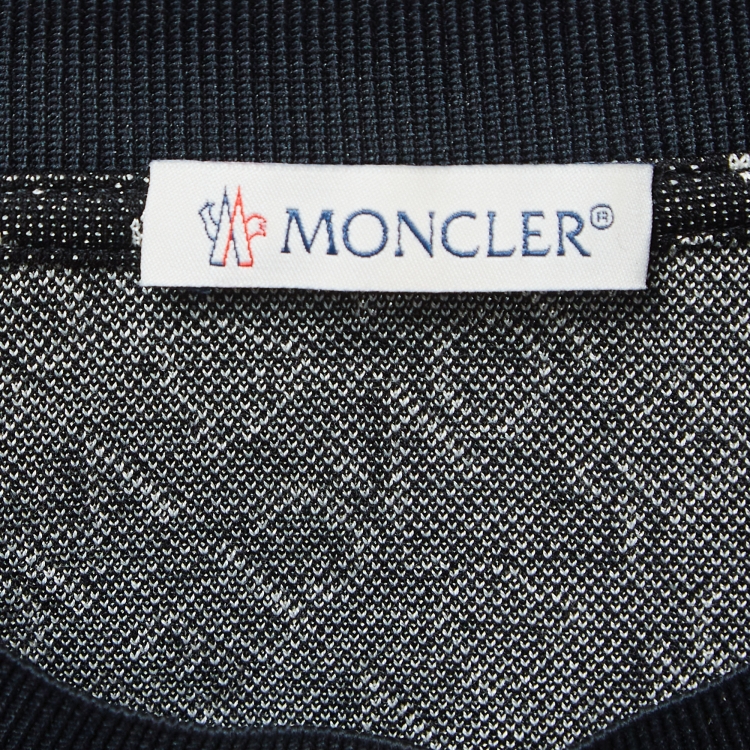 Pre Owned Moncler Black Monogram Cotton Knit Round Neck T-Shirt S