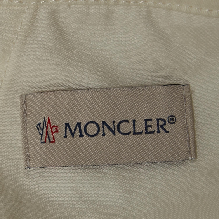 مملوكة مسبقًا Moncler White Contrast Hem Trim Cotton Wide Leg Trousers M