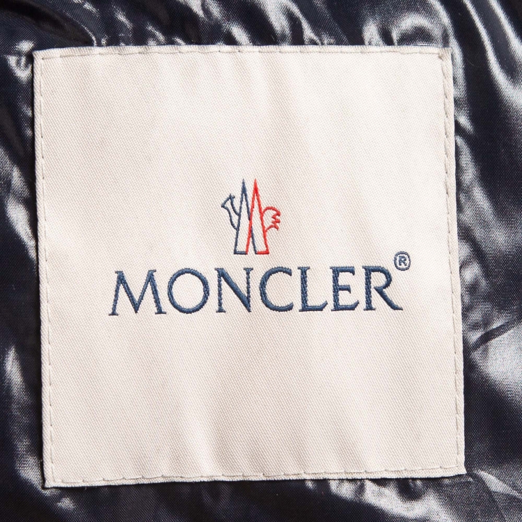 Pre Owned Moncler Navy Blue Denim Hooded Puffer Jacket S